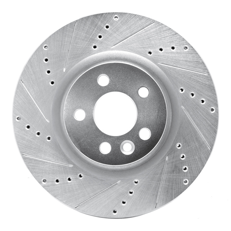 Jaguar E-Pace Brake Rotor (1) - Front Left - R1 Concepts - Drilled & Slotted - Silver - `15-`19